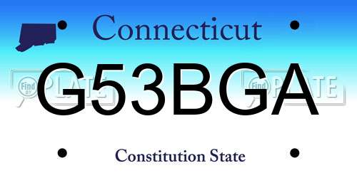 G53BGA Connecticut License Plate