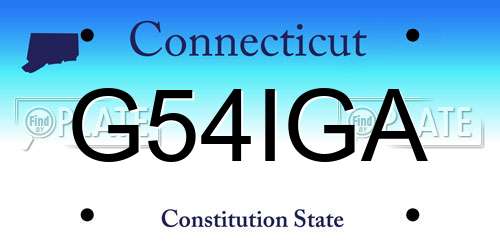 G54IGA Connecticut License Plate