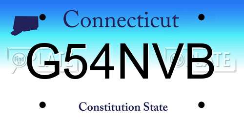 G54NVB Connecticut License Plate