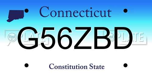 G56ZBD Connecticut License Plate