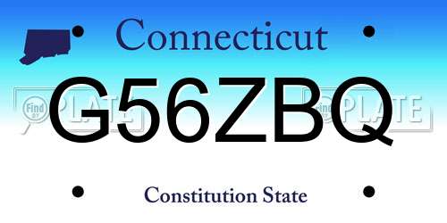 G56ZBQ Connecticut License Plate