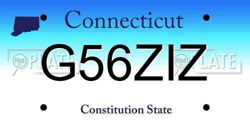 G56ZIZ Connecticut License Plate