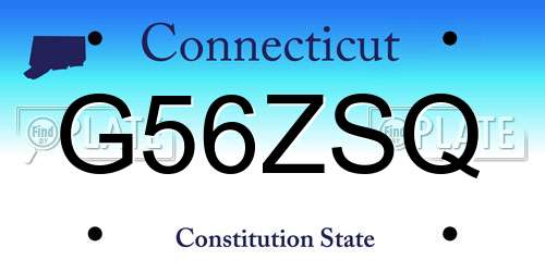 G56ZSQ Connecticut License Plate