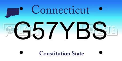 G57YBS Connecticut License Plate