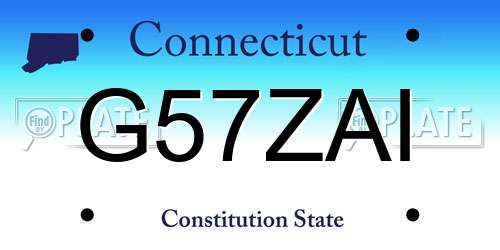 G57ZAI Connecticut License Plate