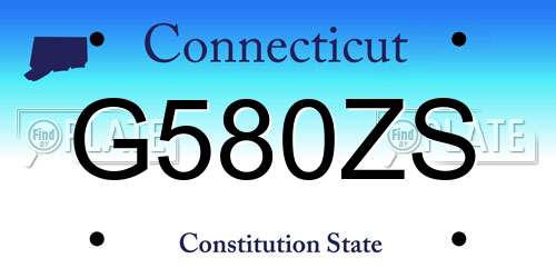 G580ZS Connecticut License Plate