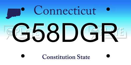 G58DGR Connecticut License Plate