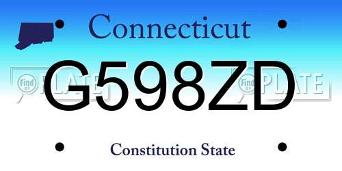 G598ZD Connecticut License Plate