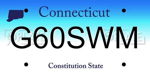 G60SWM Connecticut License Plate