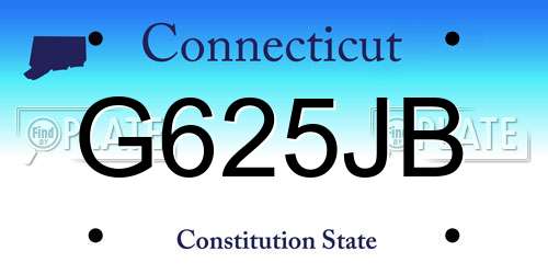 G625JB Connecticut License Plate