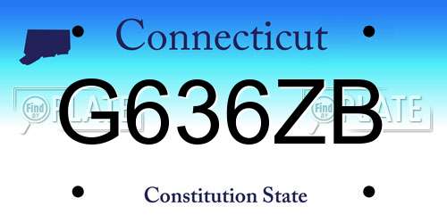 G636ZB Connecticut License Plate