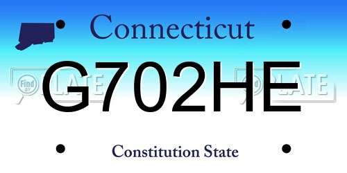 G702HE Connecticut License Plate