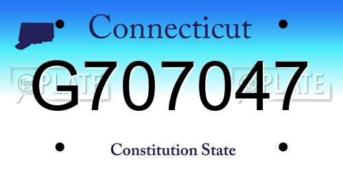 G707047 Connecticut License Plate