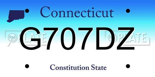 G707DZ Connecticut License Plate