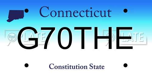 G70THE Connecticut License Plate