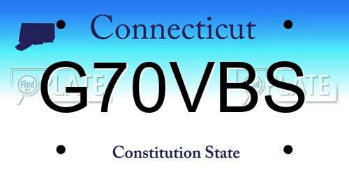 G70VBS Connecticut License Plate