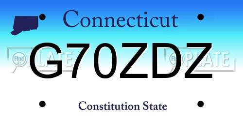 G70ZDZ Connecticut License Plate