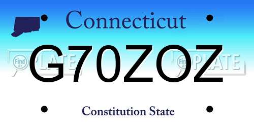 G70ZOZ Connecticut License Plate