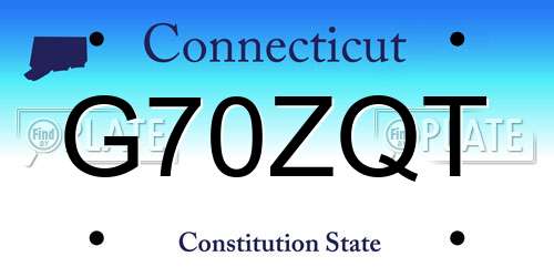 G70ZQT Connecticut License Plate