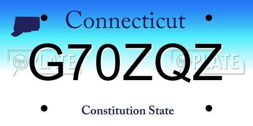 G70ZQZ Connecticut License Plate