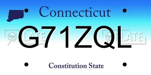 G71ZQL Connecticut License Plate