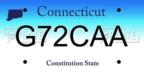 G72CAA Connecticut License Plate