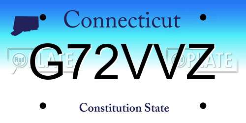 G72VVZ Connecticut License Plate
