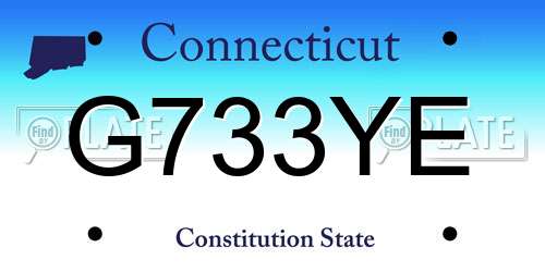 G733YE Connecticut License Plate