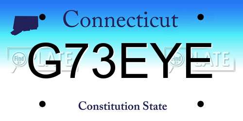 G73EYE Connecticut License Plate