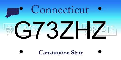 G73ZHZ Connecticut License Plate