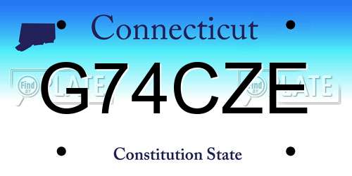 G74CZE Connecticut License Plate