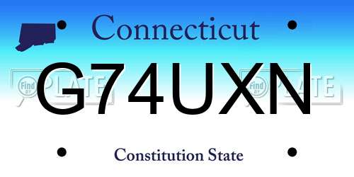 G74UXN Connecticut License Plate