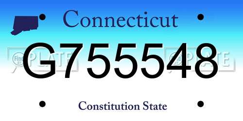 G755548 Connecticut License Plate