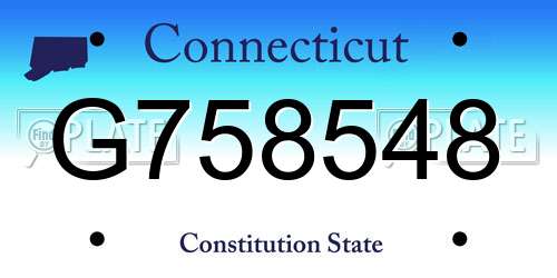 G758548 Connecticut License Plate