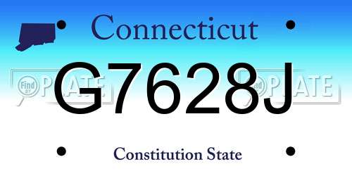 G7628J Connecticut License Plate