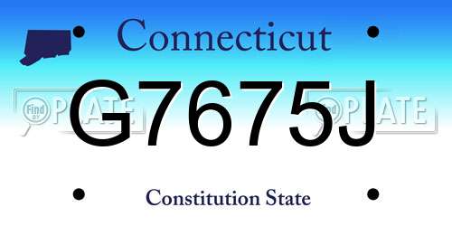 G7675J Connecticut License Plate