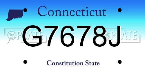 G7678J Connecticut License Plate