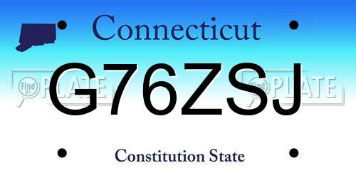 G76ZSJ Connecticut License Plate