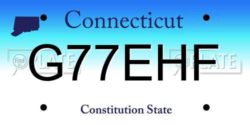 G77EHF Connecticut License Plate