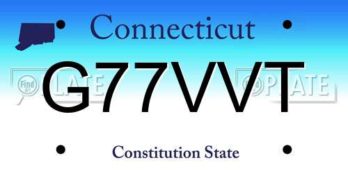 G77VVT Connecticut License Plate