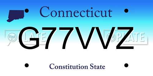 G77VVZ Connecticut License Plate