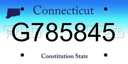 G785845 Connecticut License Plate
