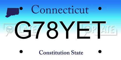 G78YET Connecticut License Plate
