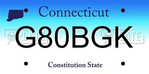 G80BGK Connecticut License Plate