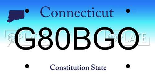 G80BGO Connecticut License Plate