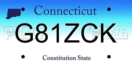 G81ZCK Connecticut License Plate