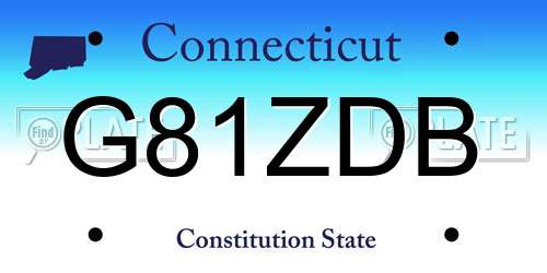 G81ZDB Connecticut License Plate