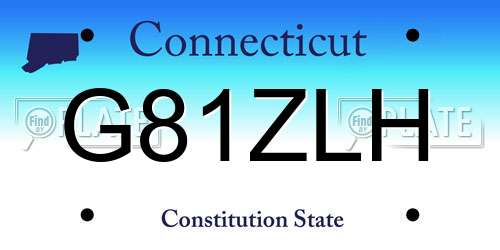 G81ZLH Connecticut License Plate