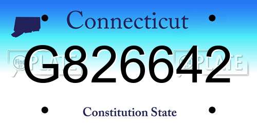 G826642 Connecticut License Plate