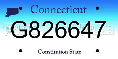 G826647 Connecticut License Plate